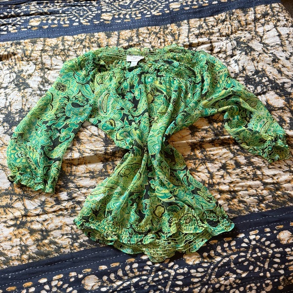 Ann Taylor Green Paisley Blouse - Picture 1 of 2